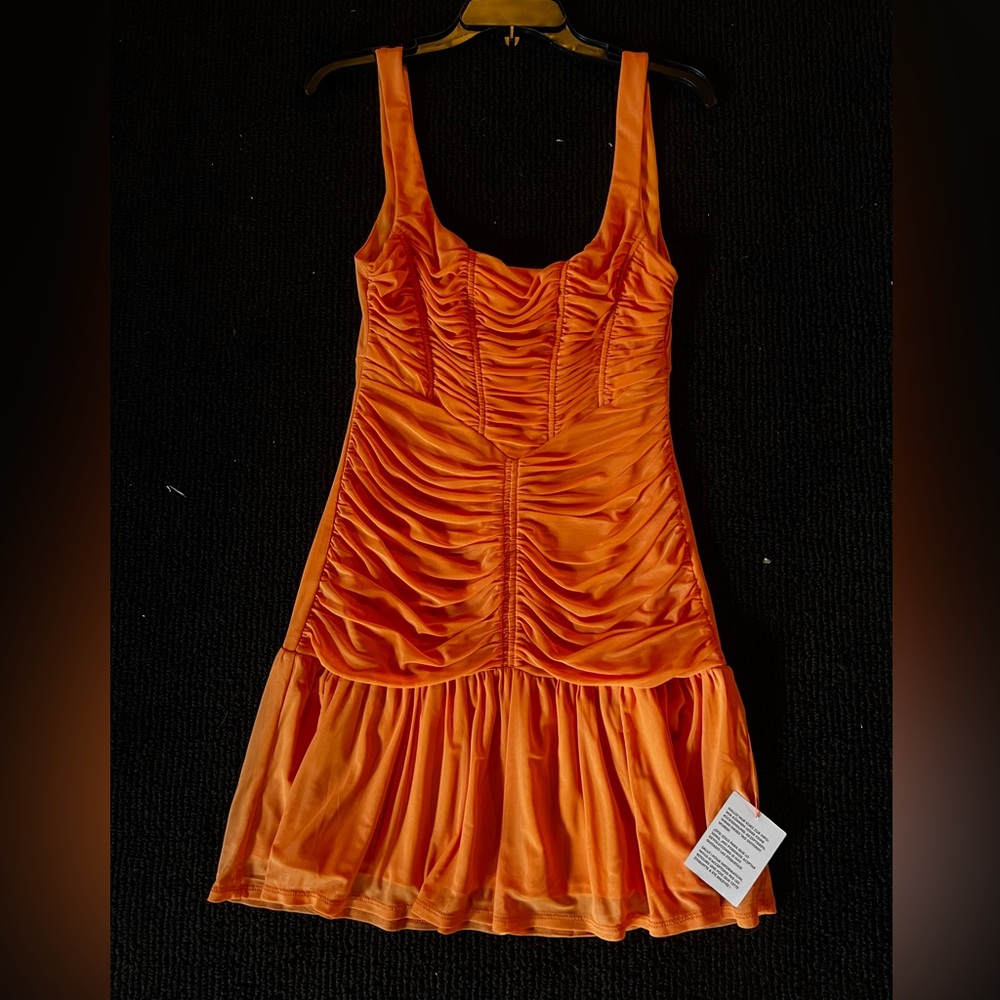 ASOS peachy orange ruched Mini Dress size 6
